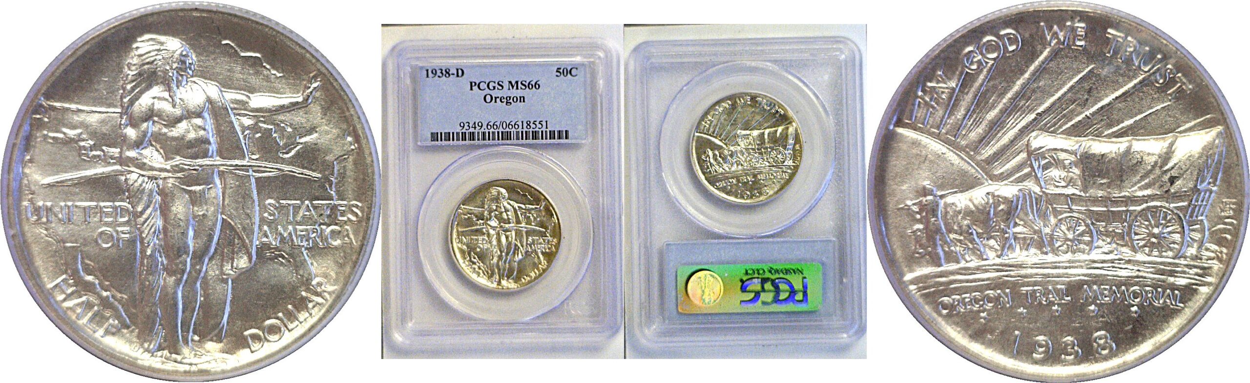 1938-D Oregon Trail Commemorative Half Dollar  -  PCGS MS-66