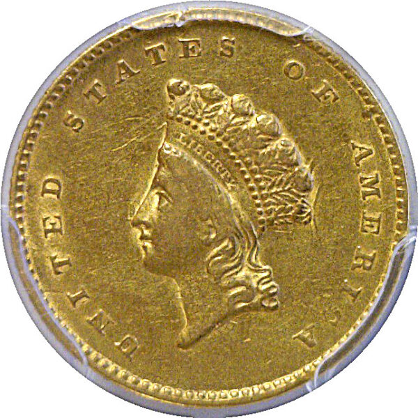 1855 One Dollar Gold Coin  -  PCGS AU-50 - Image 2