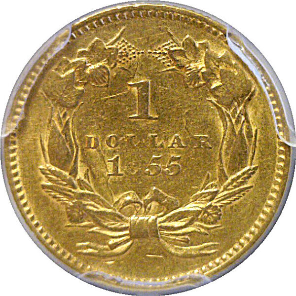 1855 One Dollar Gold Coin  -  PCGS AU-50 - Image 3