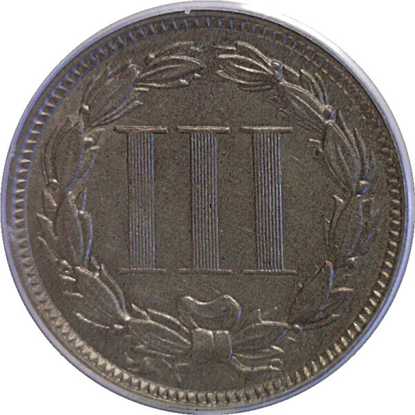 1871 Nickel Three Cent  -  PCGS AU-53   CAC - Image 3