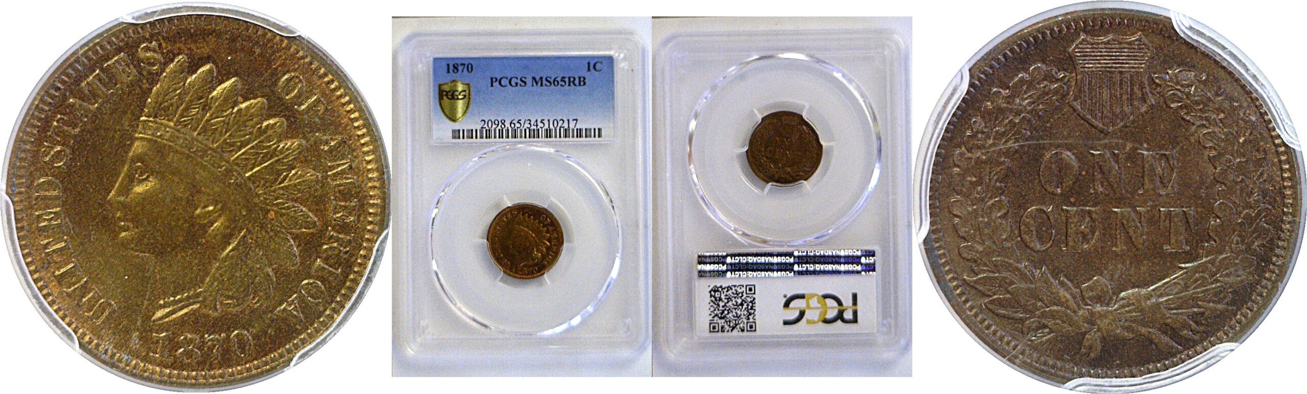 1870 Indian Head Cent  -  PCGS MS-65 RB