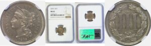 1879 Nickel Three Cent  -  NGC MS-62