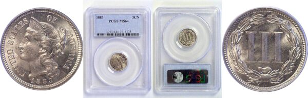 1883 Nickel Three Cent  -  PCGS MS-64