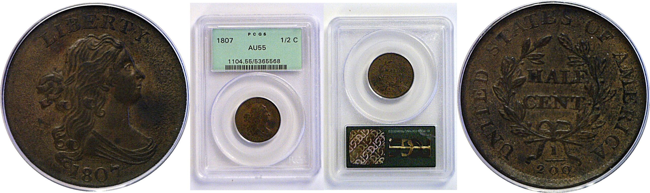 1807 Half Cent  -  PCGS AU-55