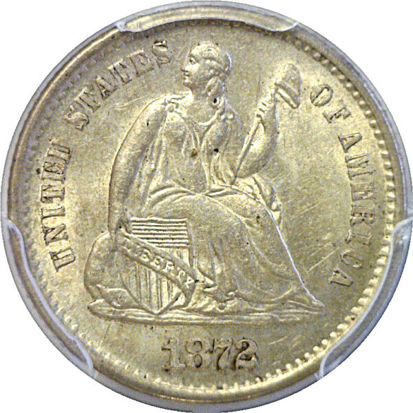 1872-S Seated Liberty Half Dime  -  PCGS AU-58  CAC - Image 2