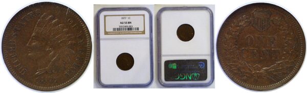 1877 Indian Head Cent  -  NGC AU-55