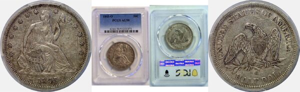 1843-O Seated Liberty Half Dollar  -  PCGS AU-50