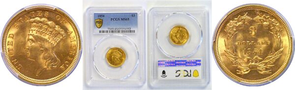 1854 $3 Princess  -  PCGS MS-65