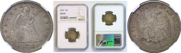 1876 Twenty Cent Piece   NGC AU-55