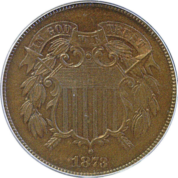 1873 Closed 3.  Two Cent Piece  -  PCGS PR-64 RB  CAC - Image 2