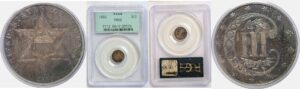 1863 Silver Three Cent  -  PCGS PR-66