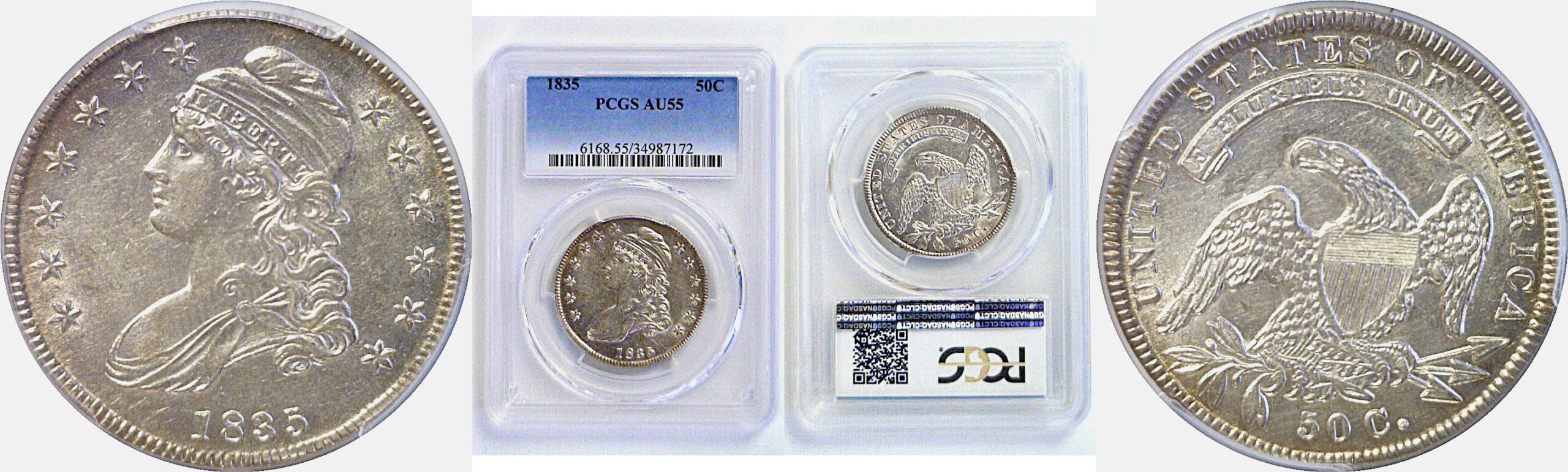 1835 Bust Half Dollar  -  PCGS AU-55
