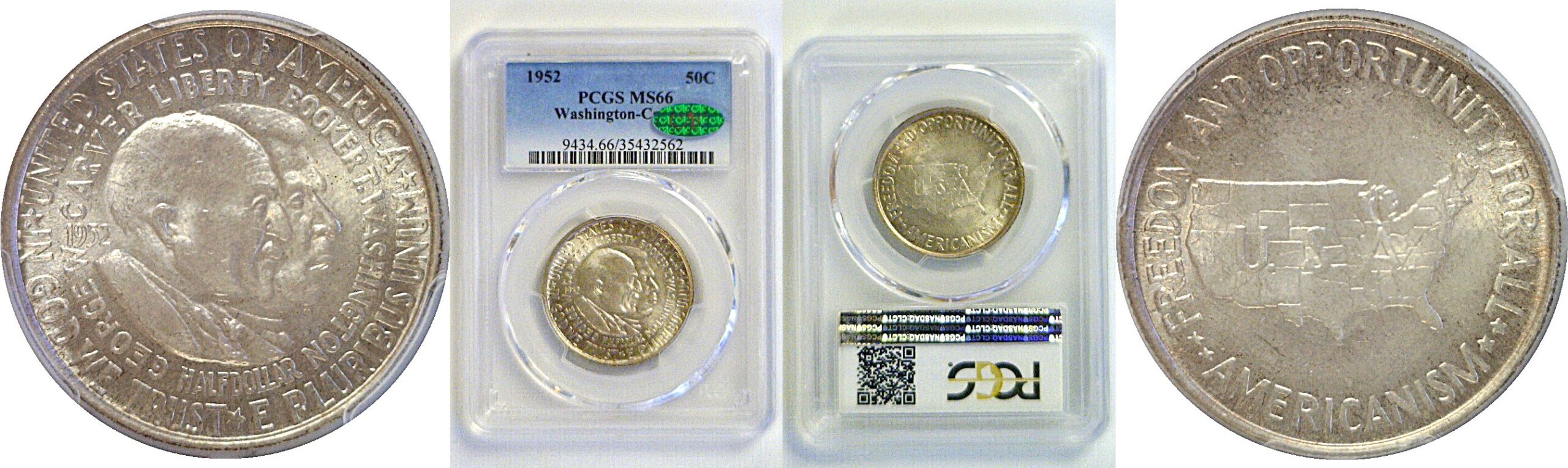 1952 Washington-Carver Commemorative Half Dollar   PCGS MS-66   CAC