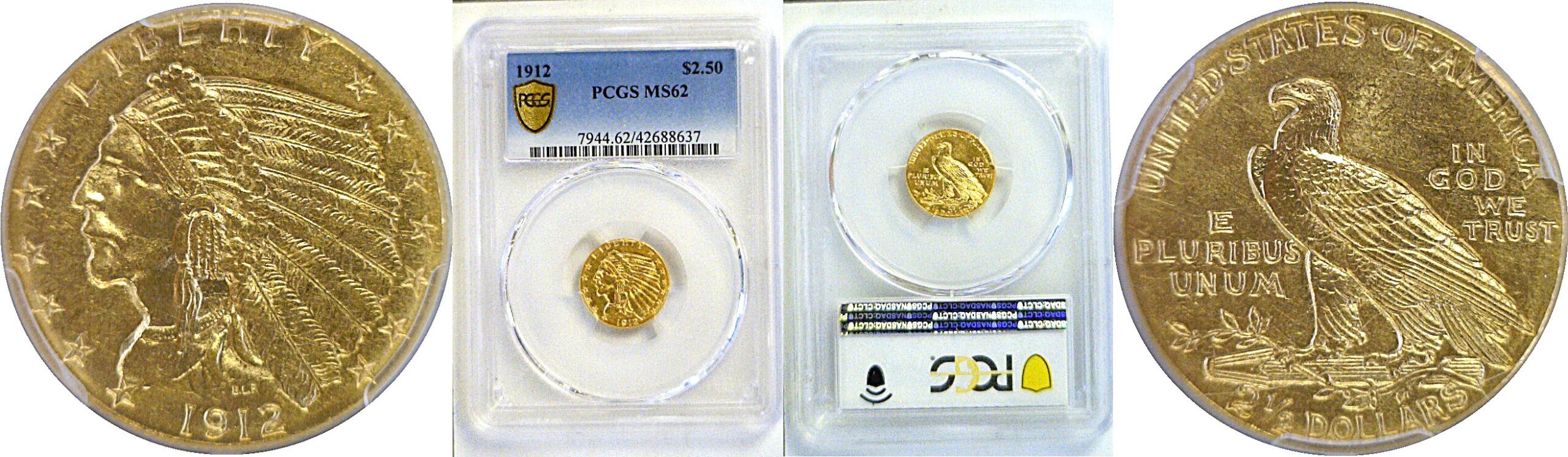 1912 $2 1/2 Indian. -  PCGS MS-62