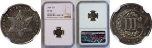 1860 Silver Three Cent  -  NGC PF-66