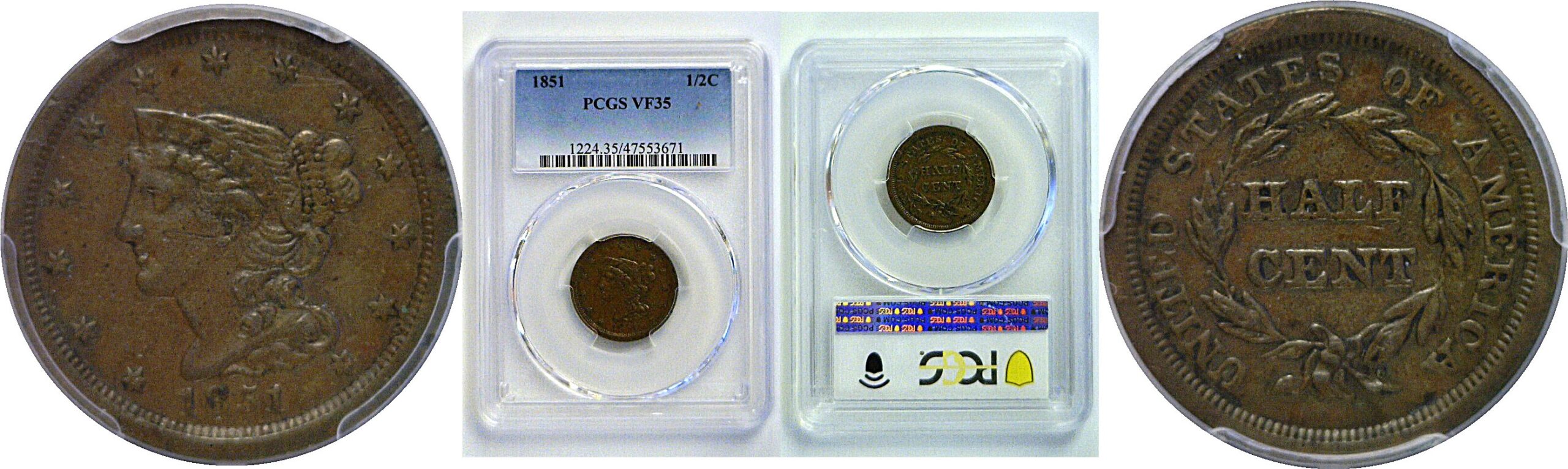 1851 Half Cent    PCGS VF-35