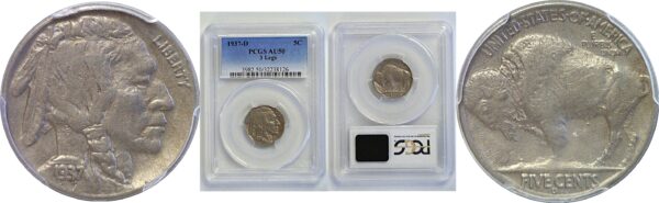 1937-D 3 Legs.  Buffalo Nickel  -  PCGS AU-50
