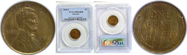 1909-S Lincoln Cent. -  PCGS MS-64 RB