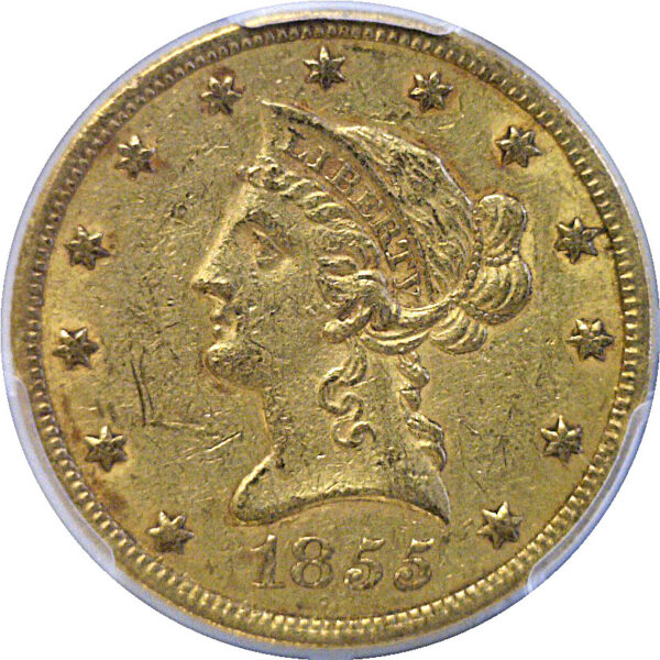 1855 $10 Liberty  -  PCGS AU-53   CAC - Image 2