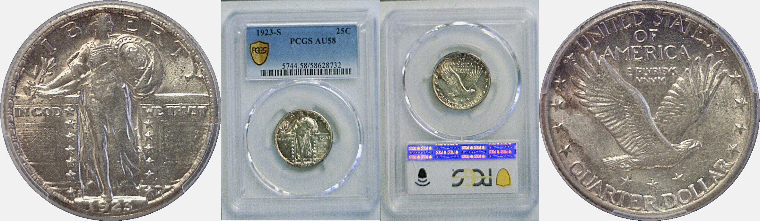 1923-S Standing Liberty Quarter  -  PCGS AU-58