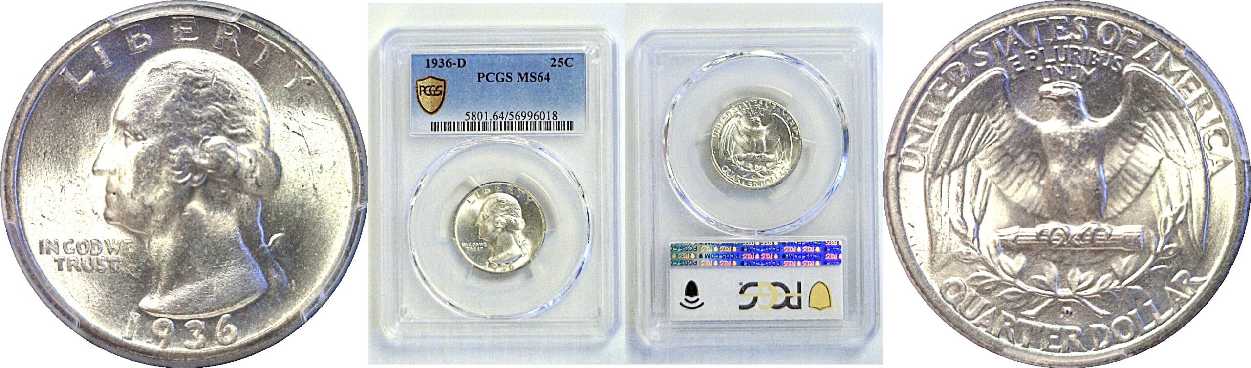 1936-D Washington Quarter  -  PCGS MS-64