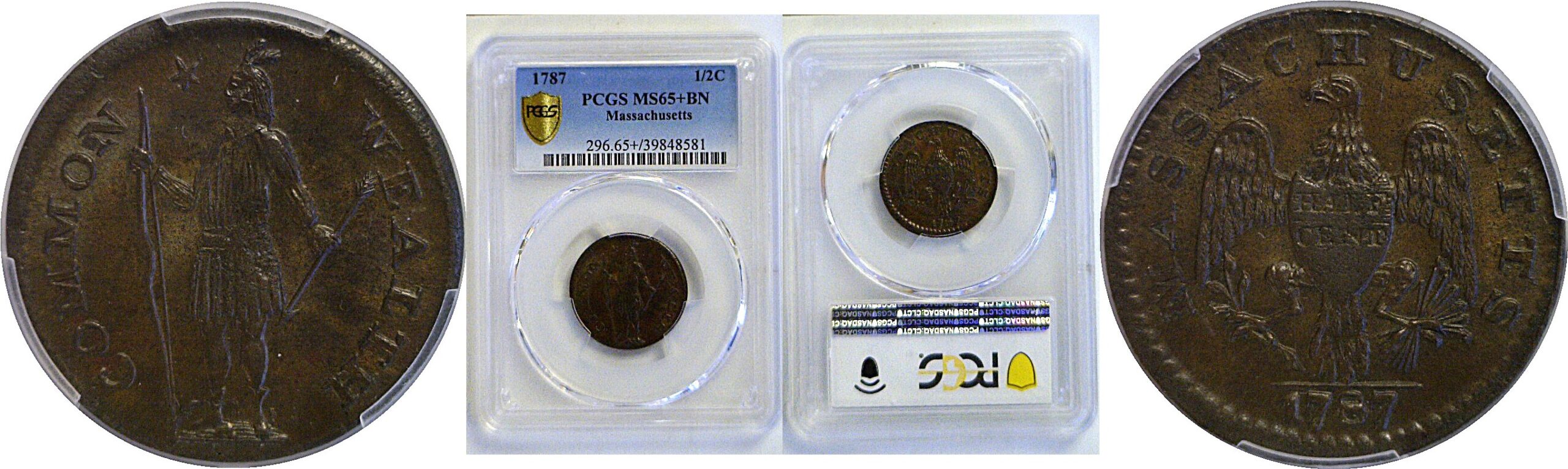 1787 Massachusetts Half Cent  -  PCGS MS-65+