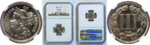 1881 Nickel Three Cent. -  NGC PF-66+