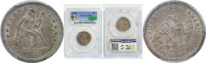 1858 Seated Liberty Quarter   PCGS AU-55  CAC
