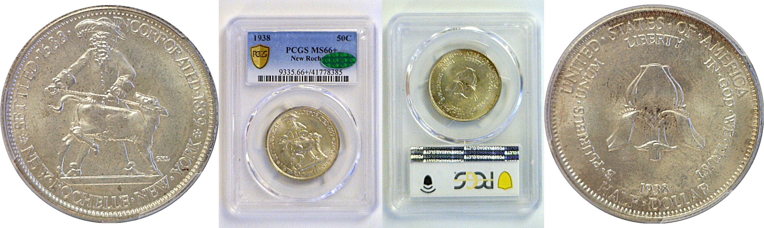1938 New Rochelle Commemorative Half Dollar   PCGS MS-66+  CAC