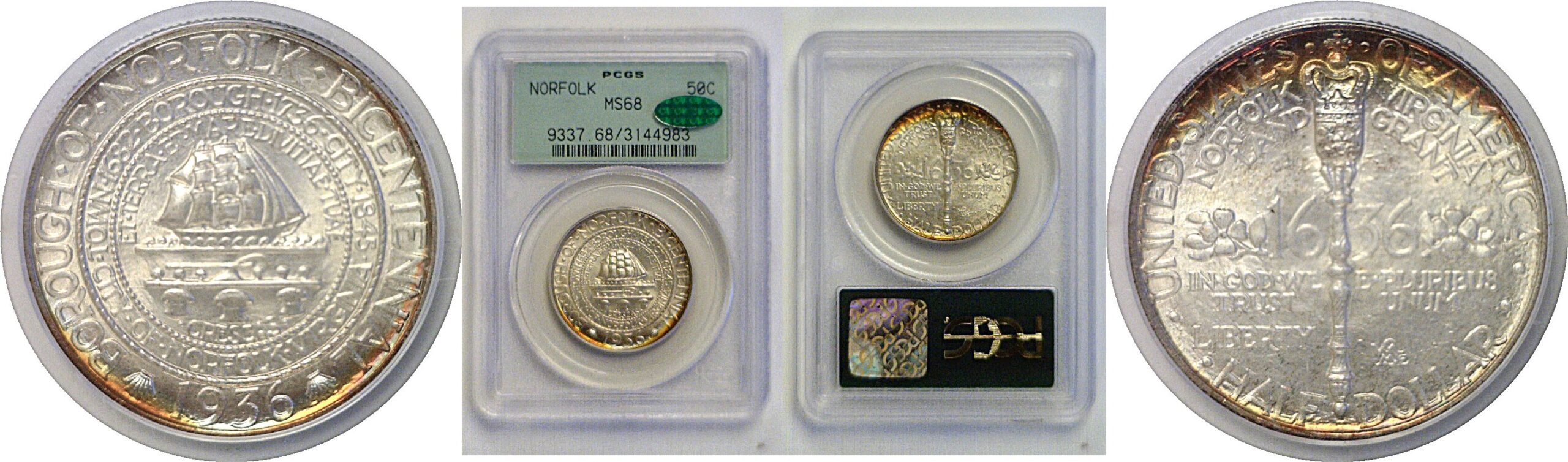 1936 Norfolk Commemorative Half Dollar   PCGS MS-68  CAC