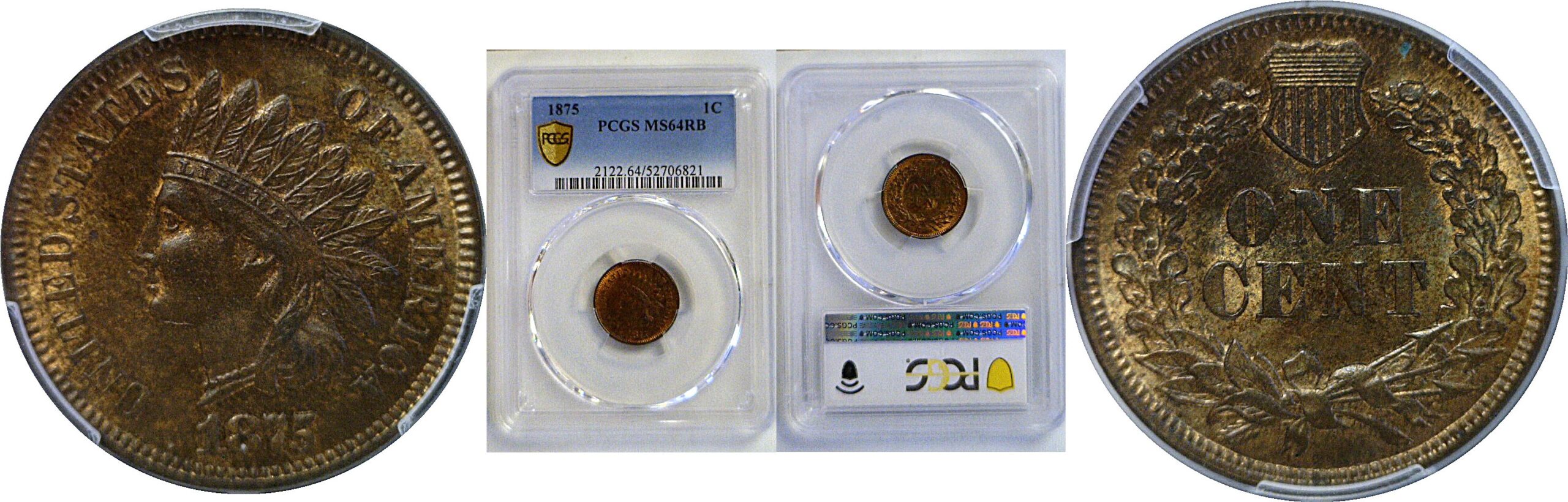 1875 Indian Head Cent  -  PCGS MS-64 RB