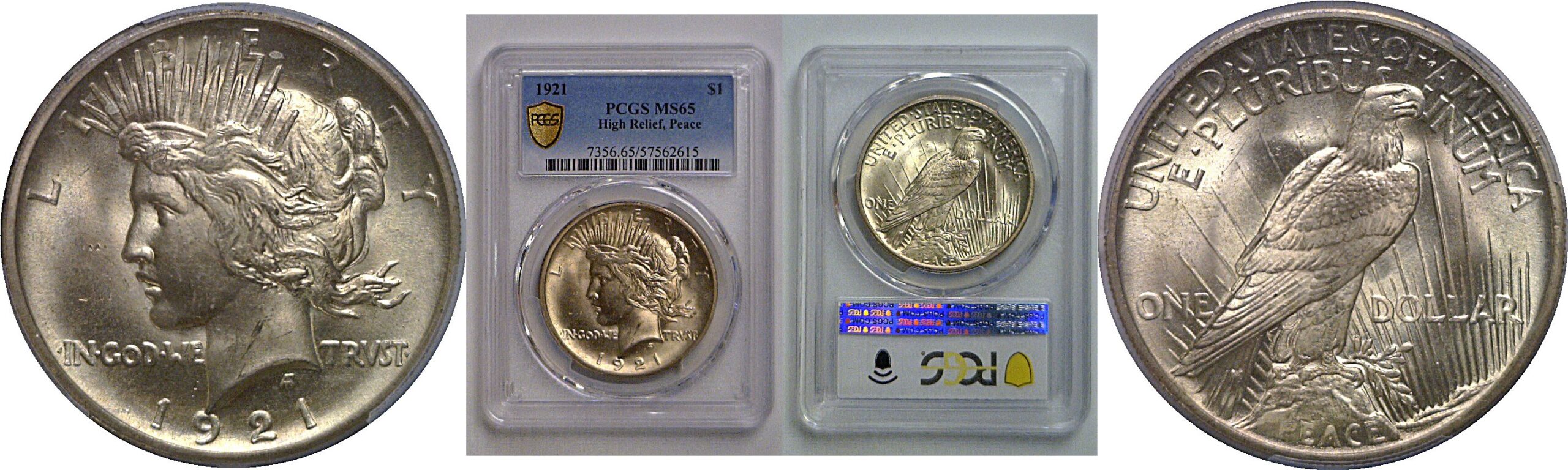 1921 Peace Dollar   PCGS MS-65