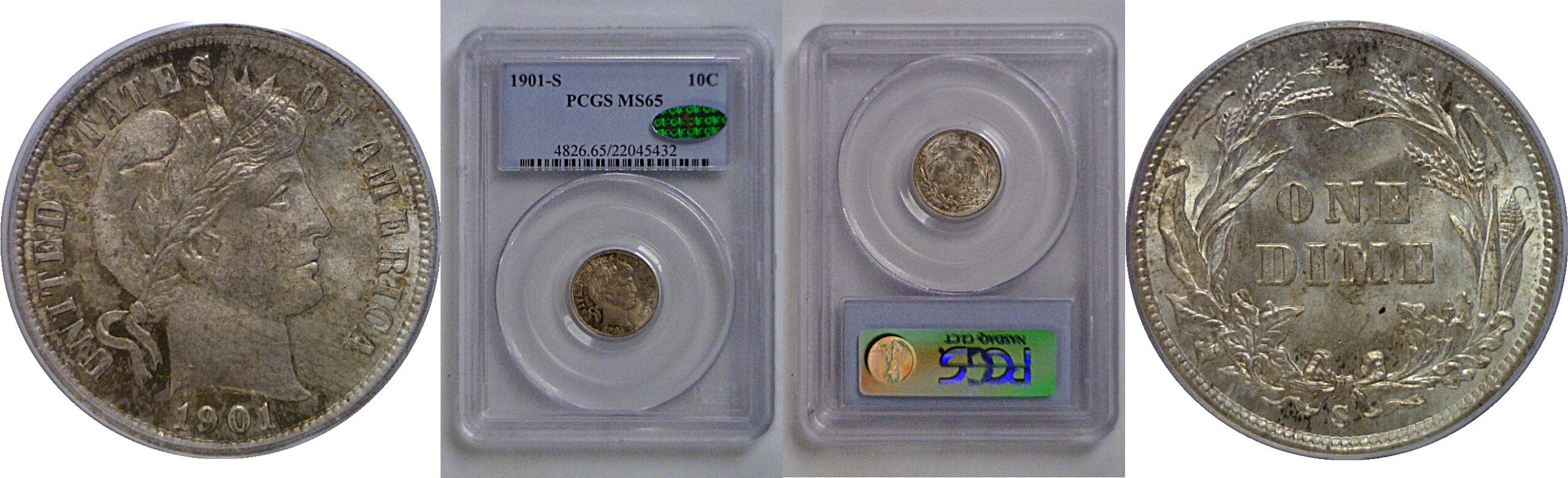 1901-S Barber Dime   PCGS MS-65  CAC