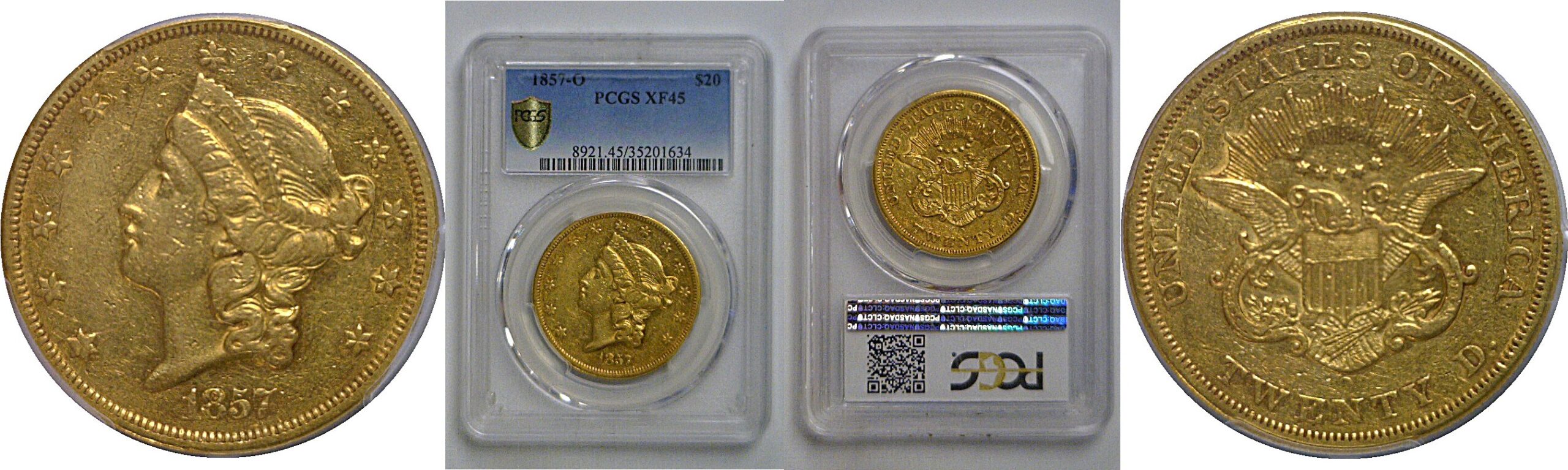 1857-O $20 Liberty   PCGS XF-45