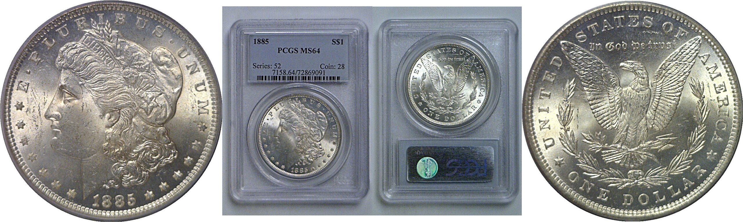 1885 Morgan Dollar   PCGS MS-64