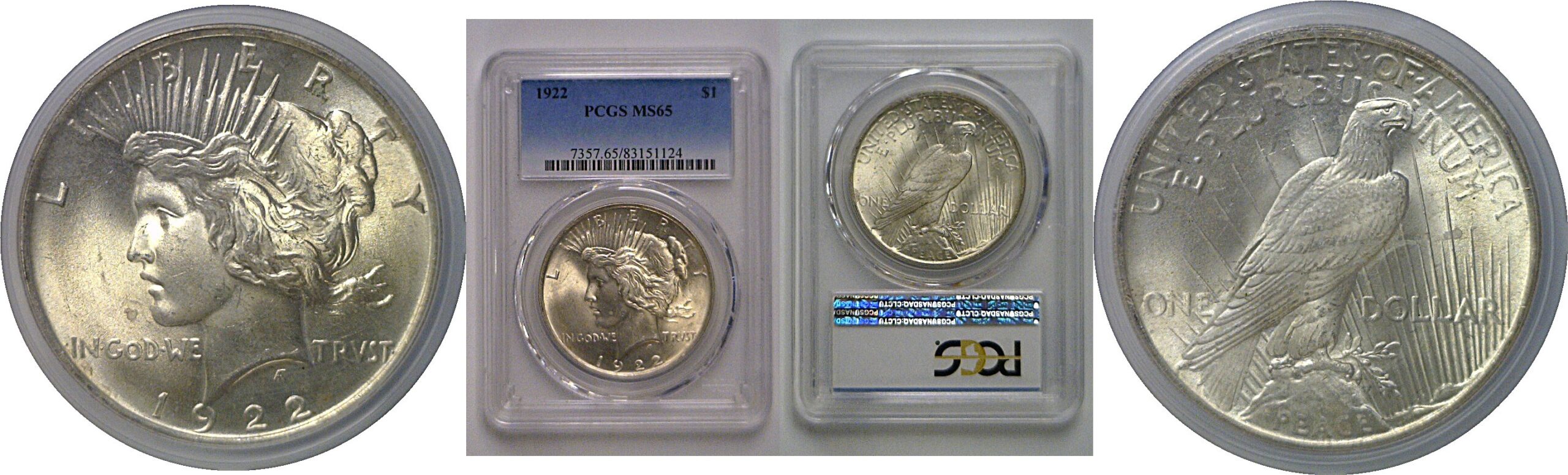 1922 Peace Dollar  PCGS MS-65