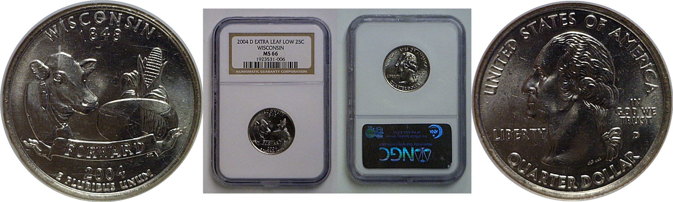 2004-D  Wisconsin State Quarter   NGC MS-66
