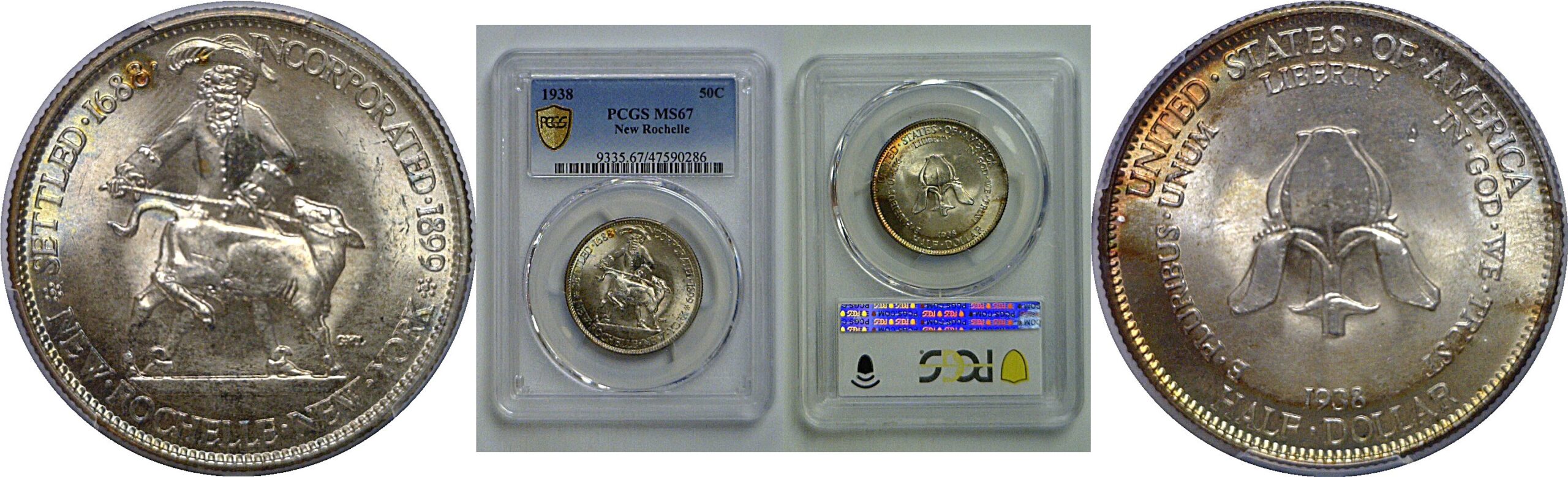 1938 New Rochelle Commemorative Half Dollar    PCGS MS-67
