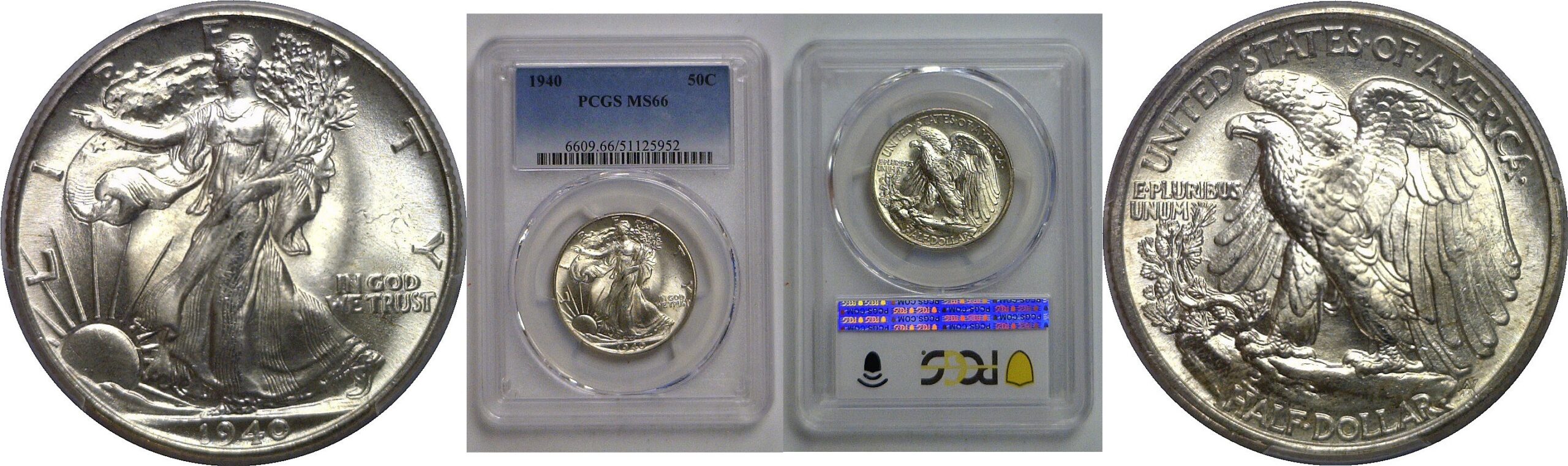 1940 Walking Liberty Half Dollar    PCGS MS-66