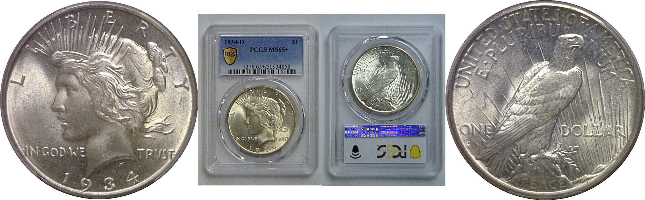 1934-D Peace Dollar    PCGS MS-65+