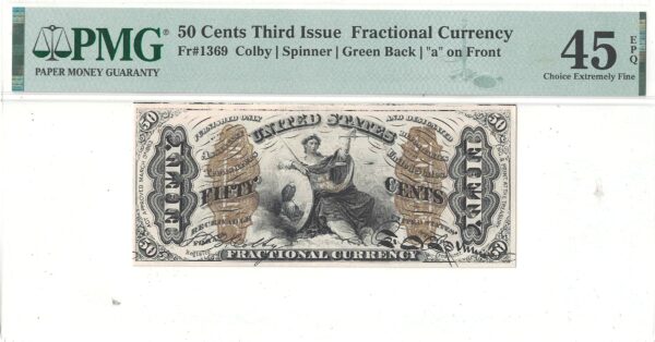 50 Cent 3rd Issue Fractional Currency Fr-1369 PMG XF-45 EPQ - Image 2
