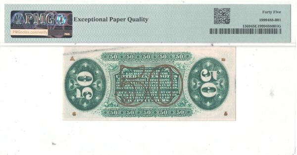 50 Cent 3rd Issue Fractional Currency Fr-1369 PMG XF-45 EPQ - Image 3