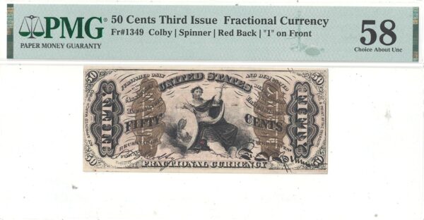 50 Cent 3rd Issue Fractional Currency Fr-1349 PMG AU-58 - Image 2