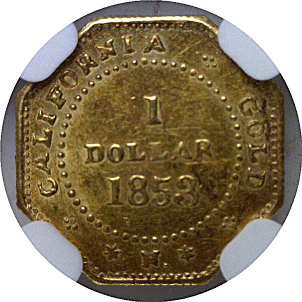 1853 $1 California Fractional Gold  BG-530   NGC MS-62 - Image 3