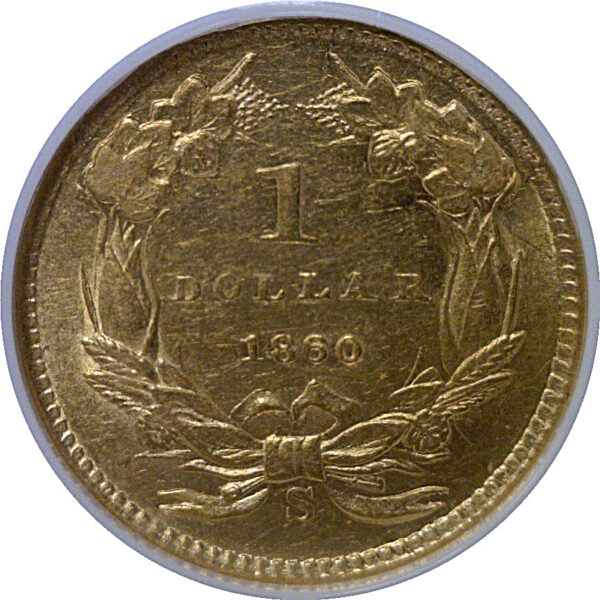 1860-S One Dollar Gold Coin   NGC AU-53 - Image 3