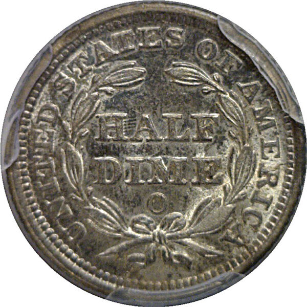 1858-O Seated Liberty Half Dime   PCGS AU-55  CAC - Image 3