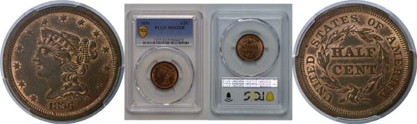 1856 Half Cent   PCGS MS-62 RB