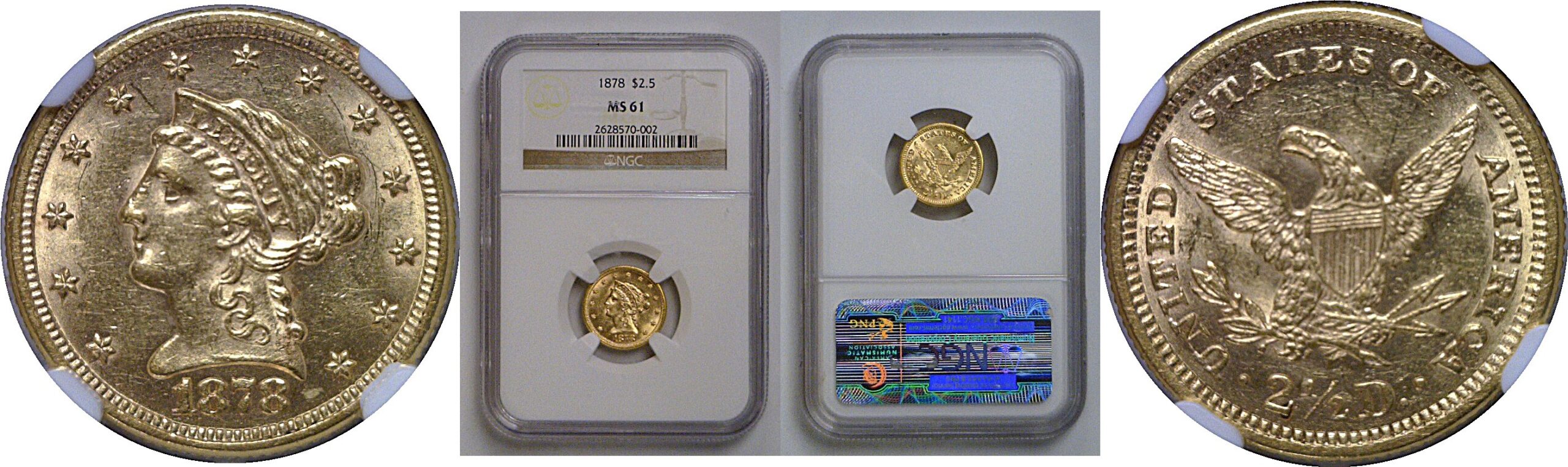 1878 $2 1/2 Liberty   NGC MS-61