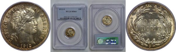 1912-S Barber Dime   PCGS MS-64