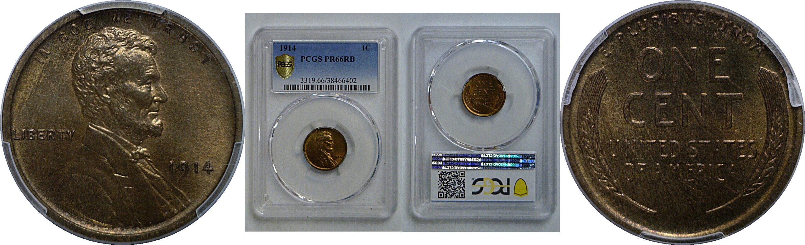 1914  Lincoln Cent   PCGS PR-66 RB
